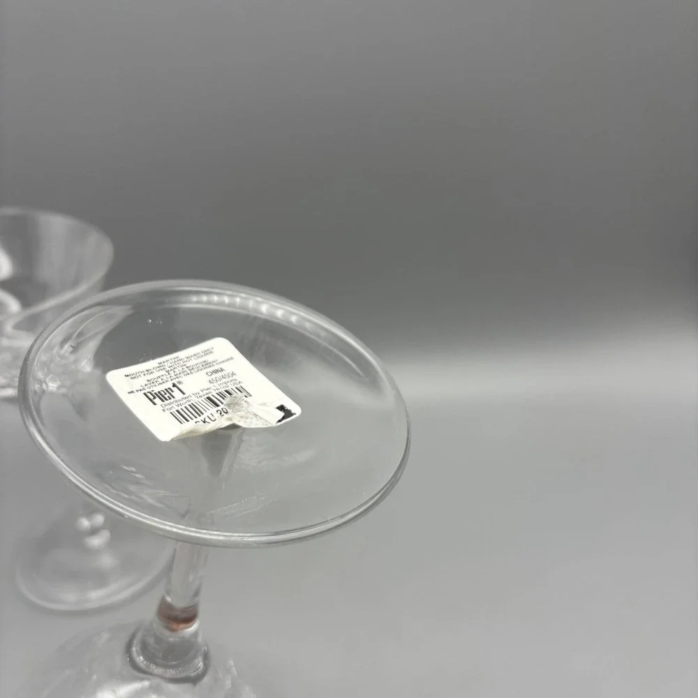 PIER 1 Angled Rim Crackle Martini Glasses 7.25